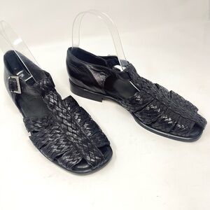 Vintage Designer Woven Leather Fisherman Sandal, Braided Leather Coastal Loafers